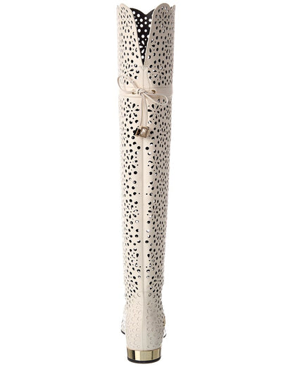 dentello leather knee-high boot