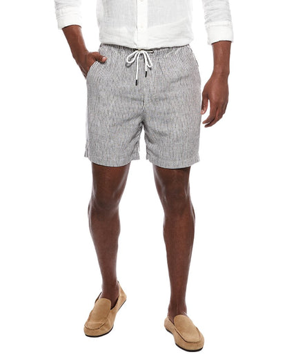classic stripe linen-blend short