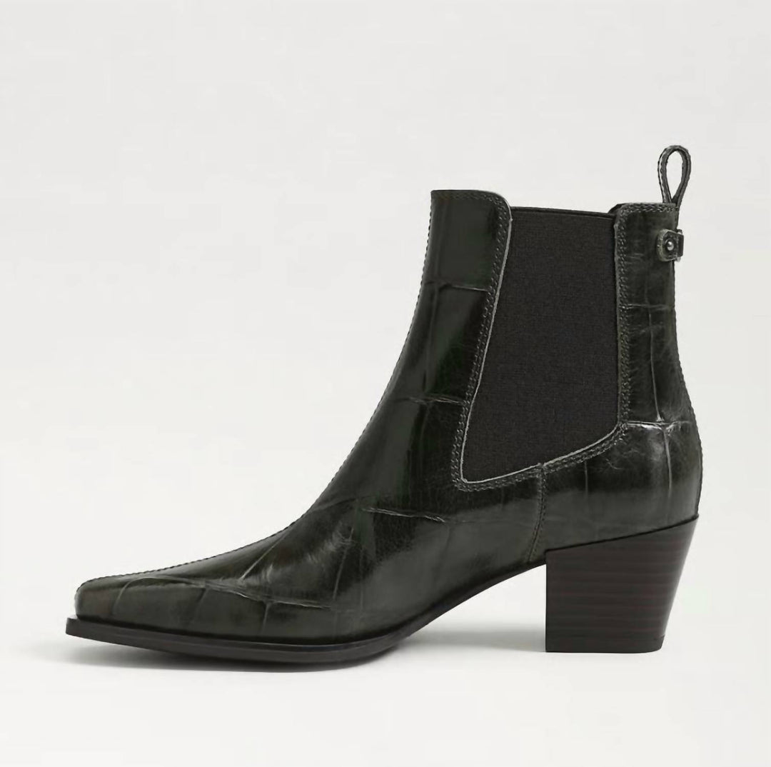 women's ashtyn 2 ankle bootie in deep olive croco leather