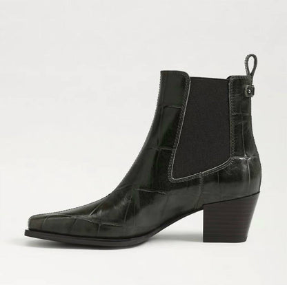 women's ashtyn 2 ankle bootie in deep olive croco leather