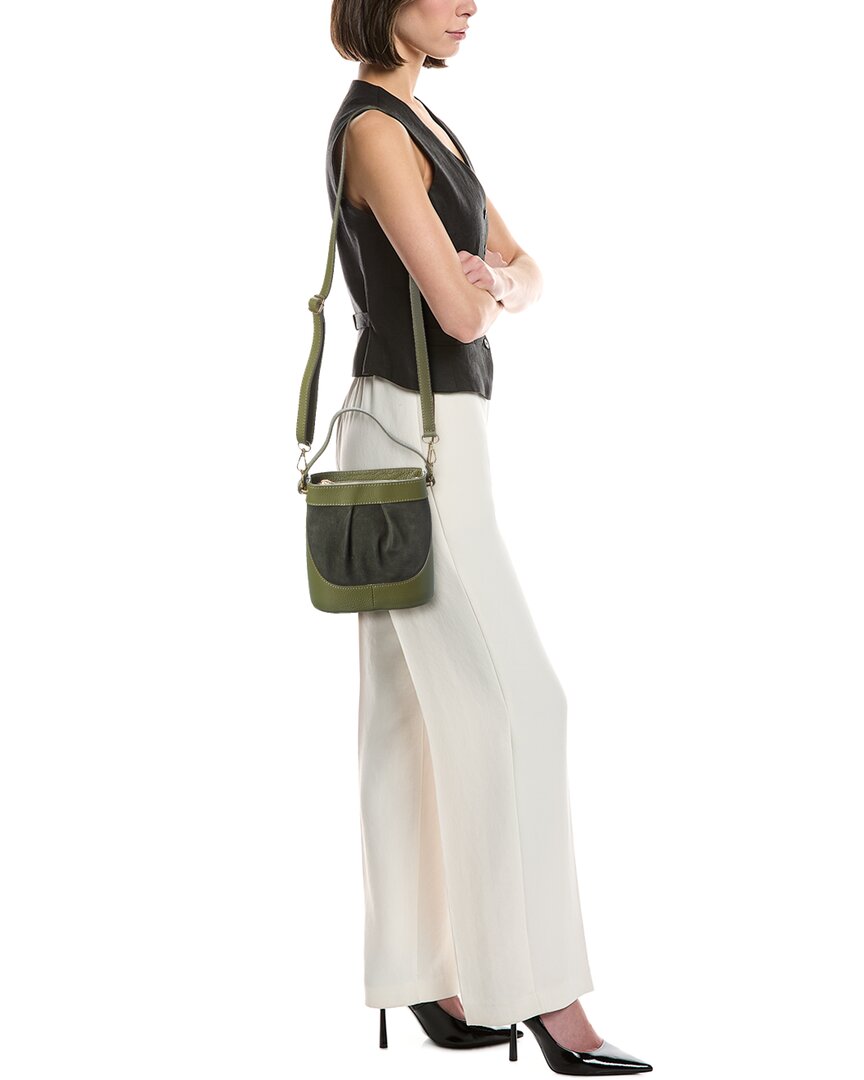 suede and leather bucket bag