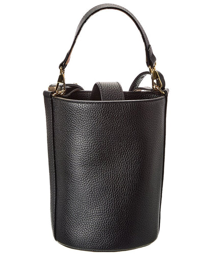 logo small leather bucket bag