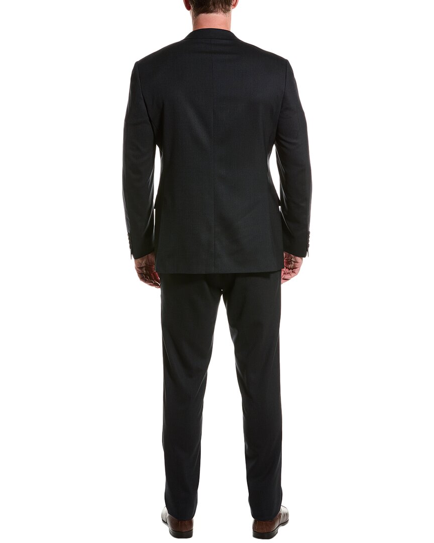 wool-blend suit with flat front pant