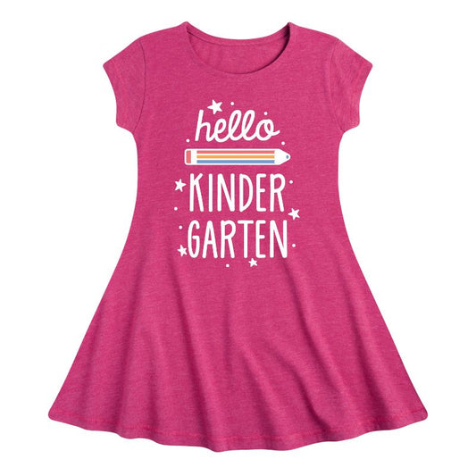 Girls' - Instant Message - Hello Kindergarten Fit & Flair Cap Sleeve Dress