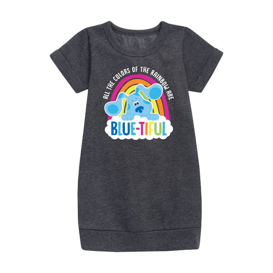 Girls' - Blue's Clues & You! - All The Colors Of The Rainbow Are Beautiful Graphic Short Sleeve Fleece Dress