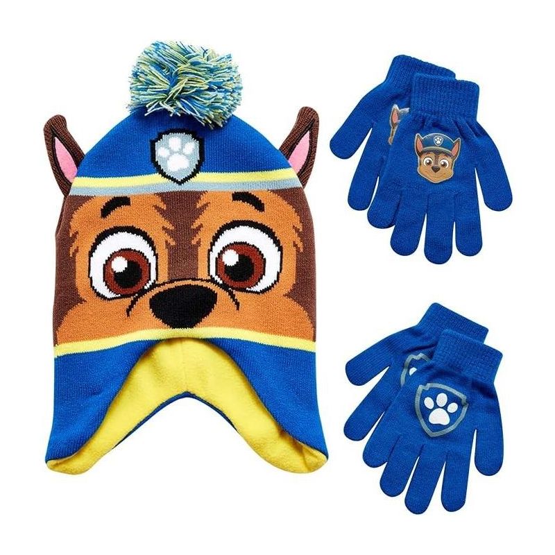 Paw Patrol Boys Winter Hat and 2 Pair Gloves or Mittens Set, Kids Ages 2-7