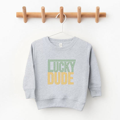 The Juniper Shop Block Checkered Lucky Dude Toddler Graphic Sweatshirt