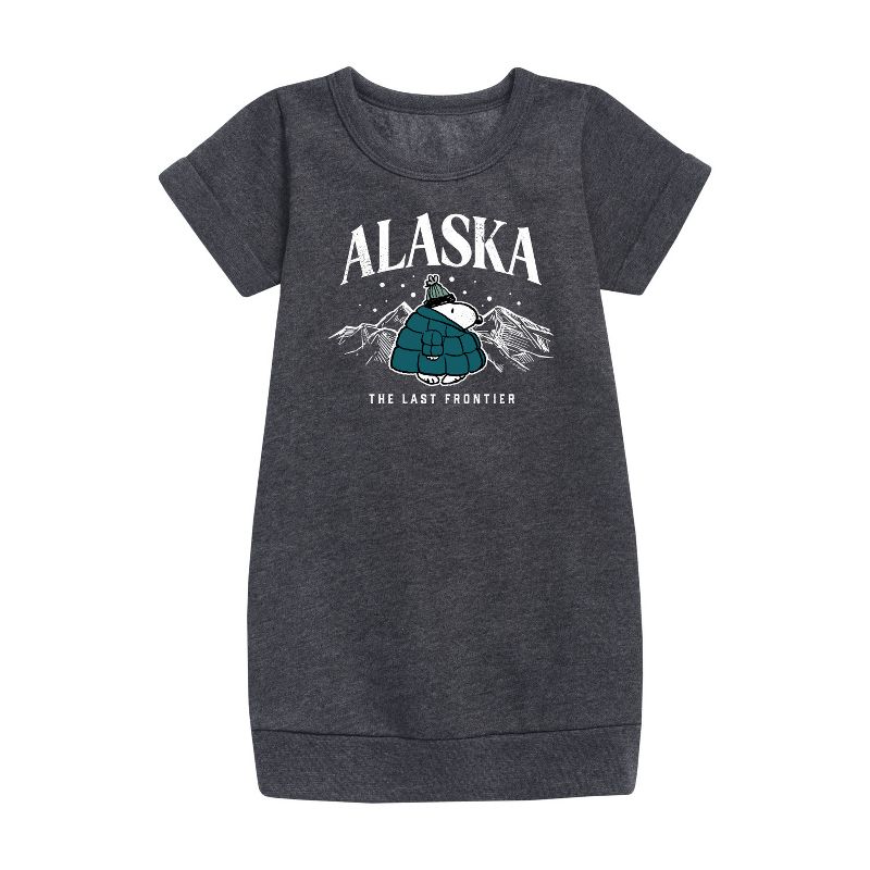 فستان بناتي من الصوف بأكمام قصيرة مطبوع عليه رسومات سنوبي ألاسكا لاست فرونتير - بيناتس