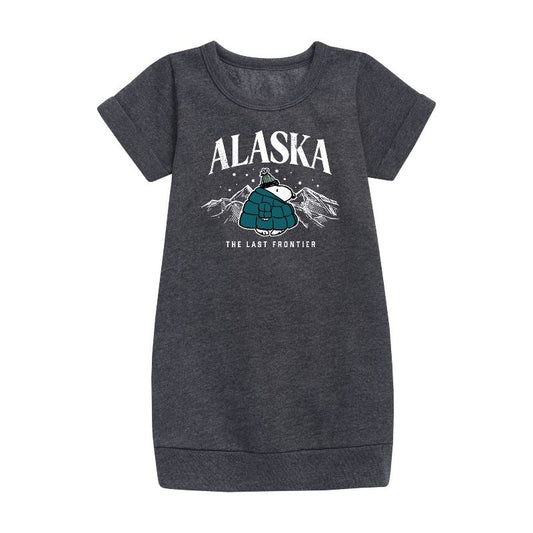 فستان بناتي من الصوف بأكمام قصيرة مطبوع عليه رسومات سنوبي ألاسكا لاست فرونتير - بيناتس