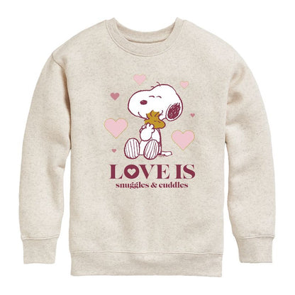 سويت شيرت صوف بأكمام طويلة مطبوع عليه رسومات "الحب هو العناق والحضن" للأولاد - Peanuts - Love Is Snuggles And Cuddles