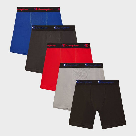 Champion Boys' 5pk Long Leg Active Performance Boxer Briefs