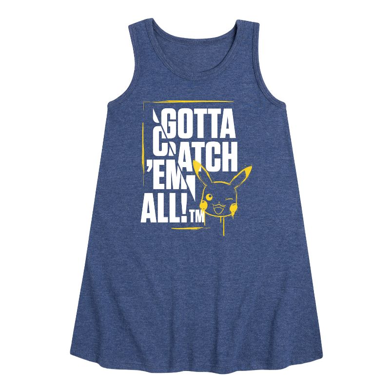 Girls' - Pokémon - Gotta Catch Em All Graphic Sleeveless Aline Dress