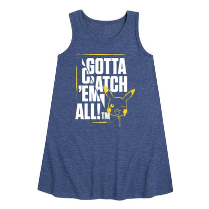 Girls' - Pokémon - Gotta Catch Em All Graphic Sleeveless Aline Dress