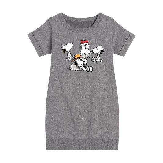 فستان صوف بأكمام قصيرة مطبوع عليه رسومات سنوبي سيبلنجز للبنات - بيناتس