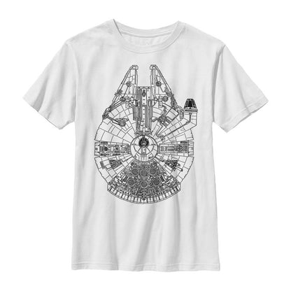 Boy's Star Wars Millennium Falcon Outline T-Shirt