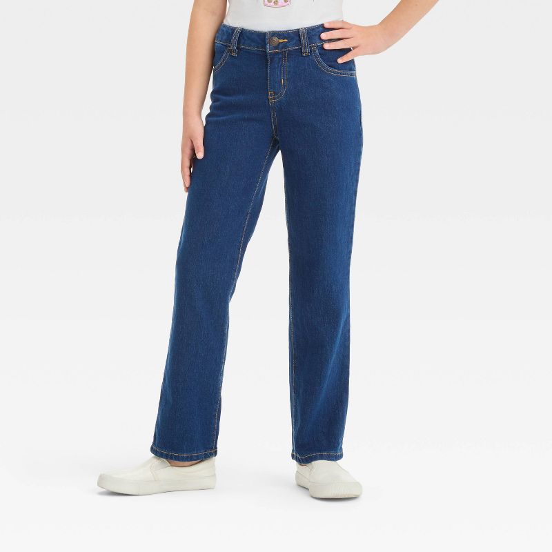 Girls' Mid-Rise Denim Straight Jeans - Cat & Jack™