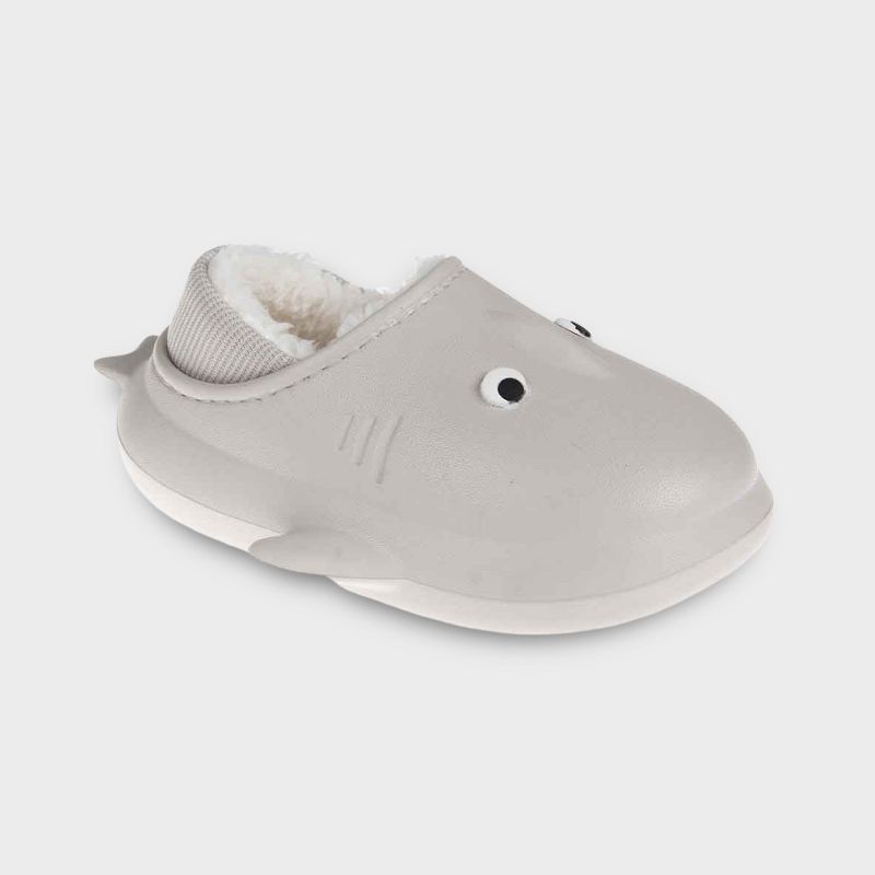 FOAMWALK Toddler Boy's Novelty Clogs with Faux Shearling and Fur Lining - Cute Shark and Dog Clogs for Toddler