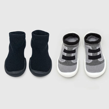 Komuello Toddler Sock Shoes Combo Set – Walker/Simple Black