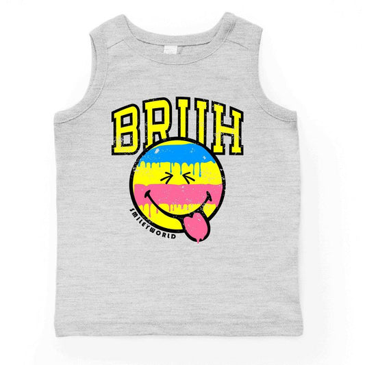 بلوزة بدون أكمام للشباب بتصميم ممزق من The Juniper Shop SmileyWorld Bruh Paint Drip