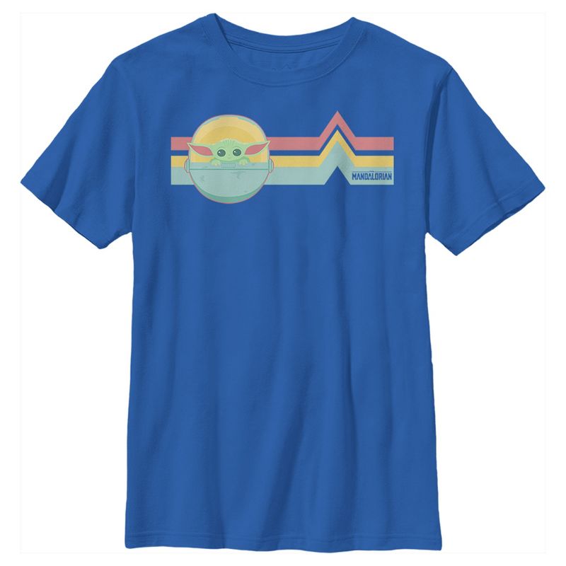 Boy's Star Wars The Mandalorian The Child Retro Stripes T-Shirt