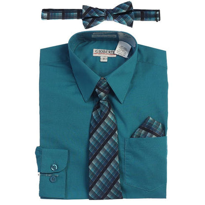 Gioberti Boy's Long Sleeve Dress Shirt and Plaid Tie Accessories Set (Part 2)