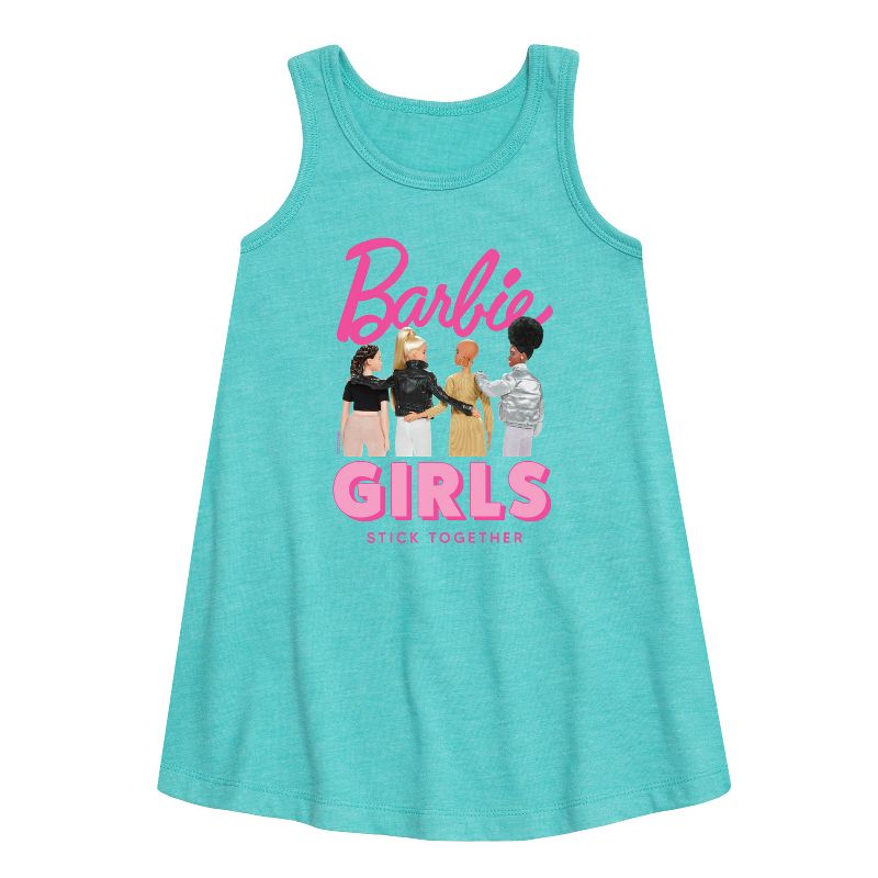 Girls' - Barbie - Girls Stick Together Graphic Sleeveless Aline Dress