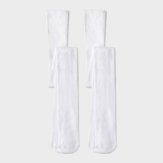 Girls' 2pk Cotton Tights - Cat & Jack™ Ivory