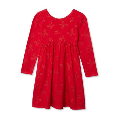 Lands' End Kids Long Sleeve Gathered Waist Jersey Dress