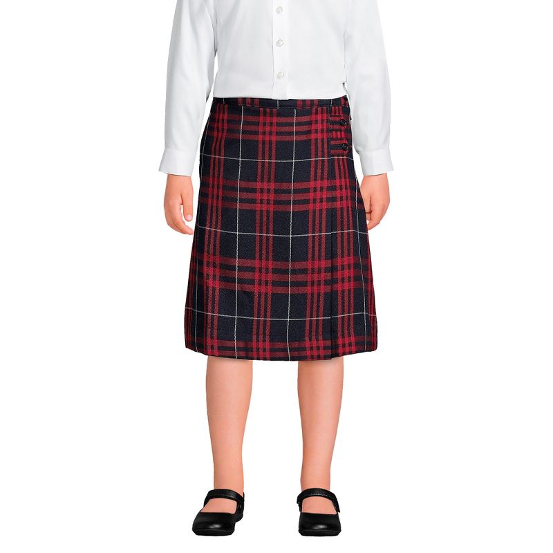 Lands' End School Uniform Kids Plaid A-line Skirt Below the Knee