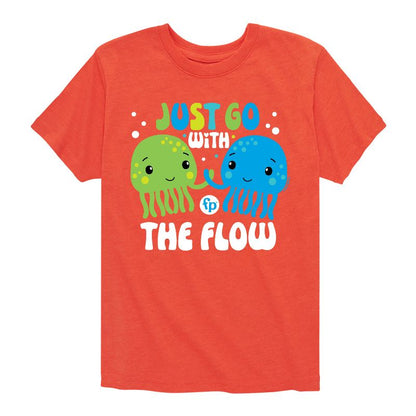 تي شيرت جرافيكي بأكمام قصيرة من فيشر برايس للأولاد - Just Go With The Flow