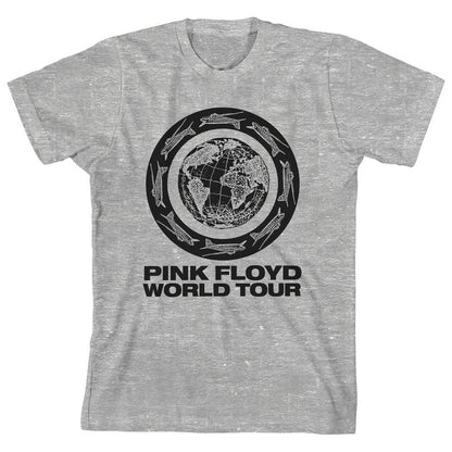 تي شيرت رياضي هيذر للأولاد بأكمام قصيرة وياقة دائرية من Pink Floyd World Tour Earth &amp; Planes