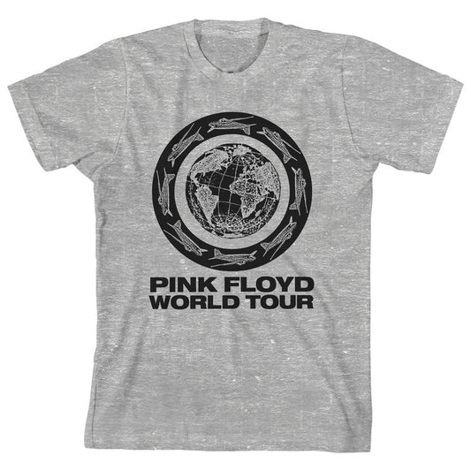 تي شيرت رياضي هيذر للأولاد بأكمام قصيرة وياقة دائرية من Pink Floyd World Tour Earth &amp; Planes