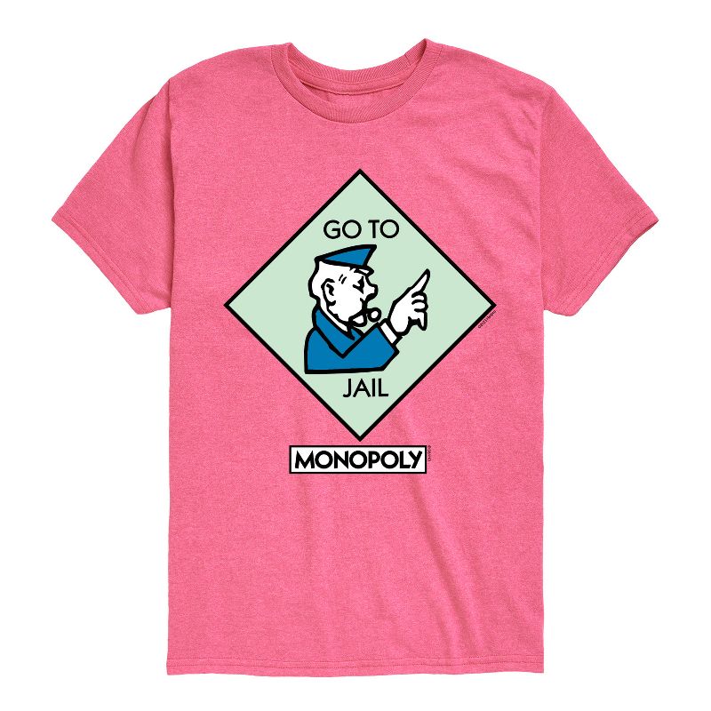 تي شيرت جرافيكي بأكمام قصيرة ومربعة من لعبة "اذهب إلى السجن" للأولاد - مونوبولي