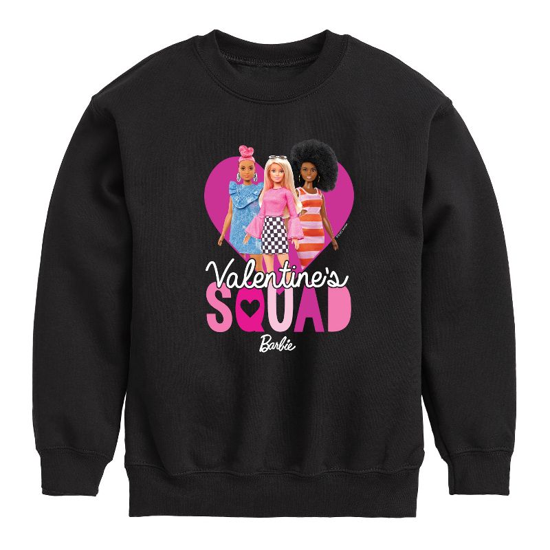 Boys' - Barbie - Valentine's Squad Graphic Long Sleeve Fleece Sweatshirt