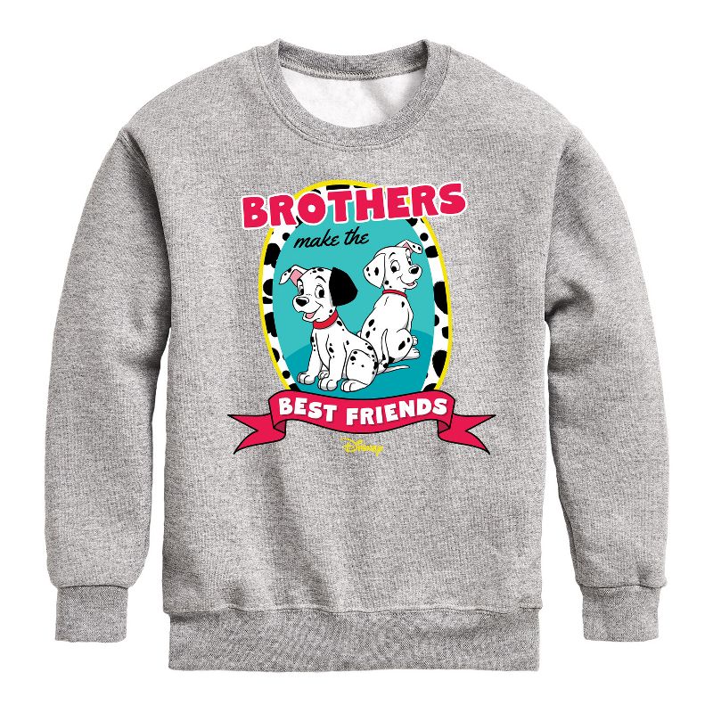 Boys' - 101 Dalmatians - Brothers Make the Best Friends Graphic Long Sleeve Fleece Sweatshirt