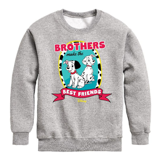 Boys' - 101 Dalmatians - Brothers Make the Best Friends Graphic Long Sleeve Fleece Sweatshirt