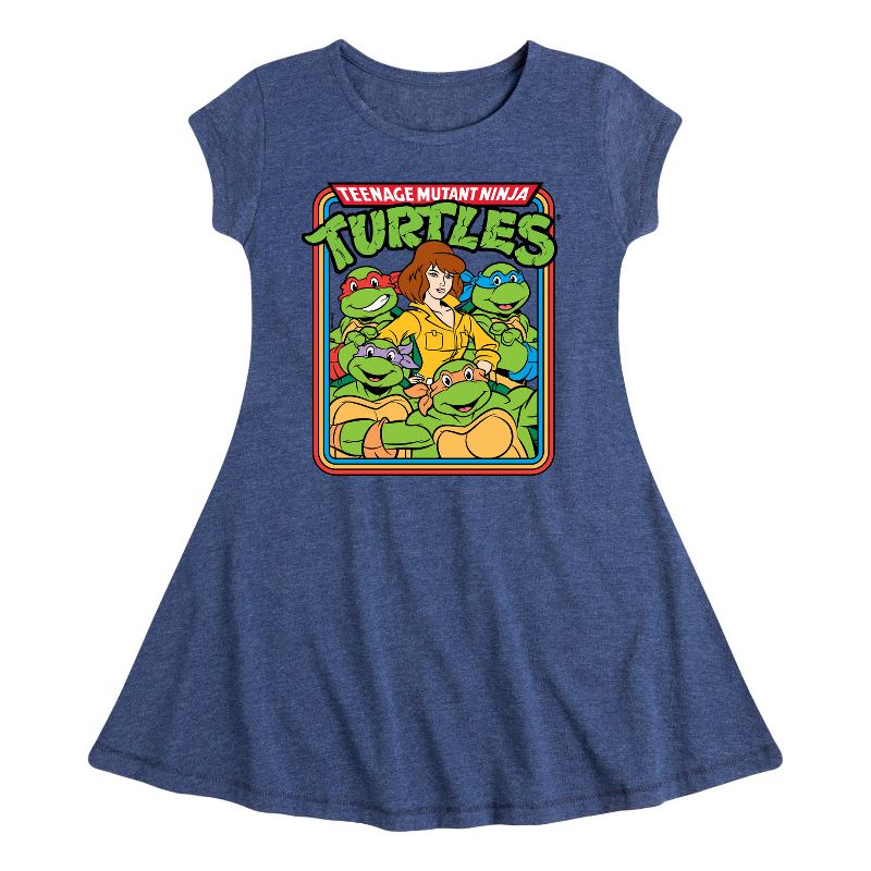Girls' - Teenage Mutant Ninja Turtles - Retro Group April Fit & Flair Cap Sleeve Dress