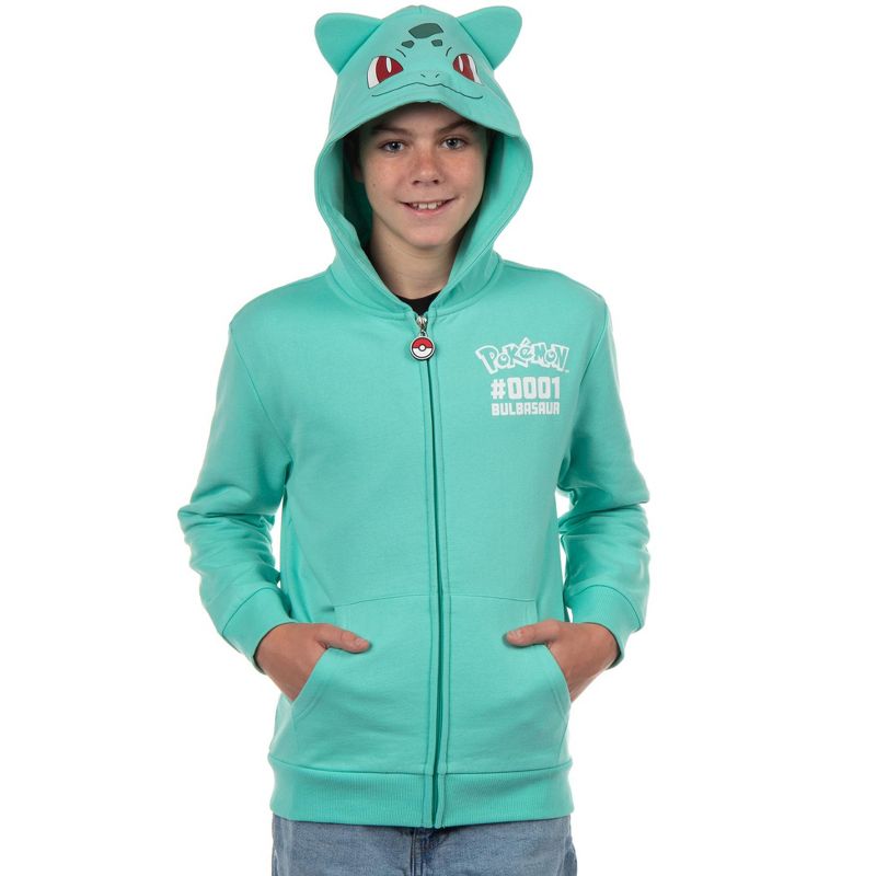 Seven Times Six Pokemon Hoodie Kids' Gen 01 Zip-Up 3-D Character Costume Hoodie