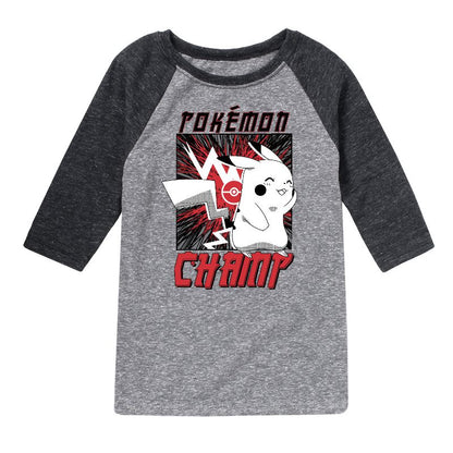 Boys' - Pokémon - Champ Pikachu Shy Raglan Graphic T-Shirt
