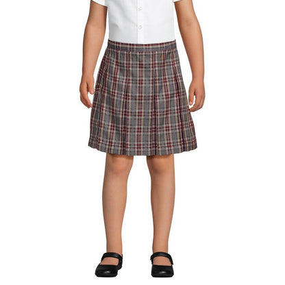 Lands' End School Uniform Kids Plaid Box Pleat Skirt Top of the Knee