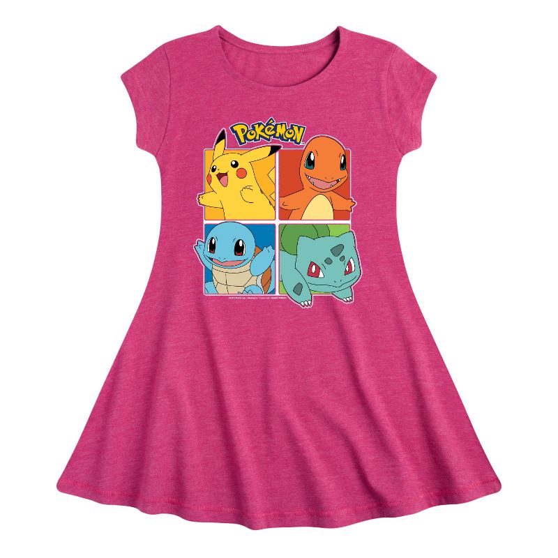 Girls' - Pokémon - Pokémon Squares Fit & Flair Cap Sleeve Dress