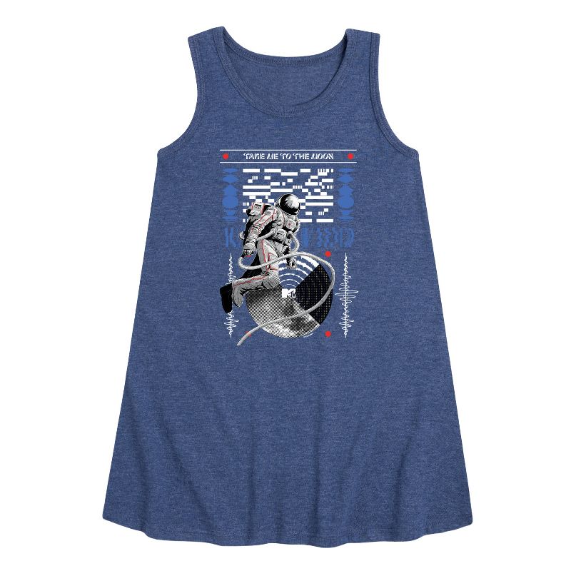 Girls' - MTV - Take Me To The Moon Person Graphic Sleeveless Aline Dress