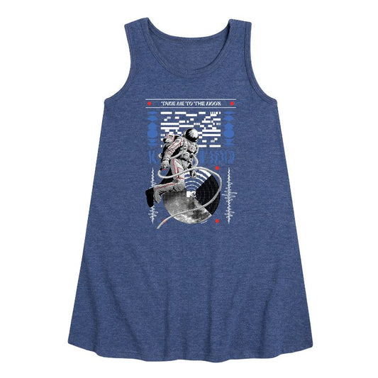 Girls' - MTV - Take Me To The Moon Person Graphic Sleeveless Aline Dress