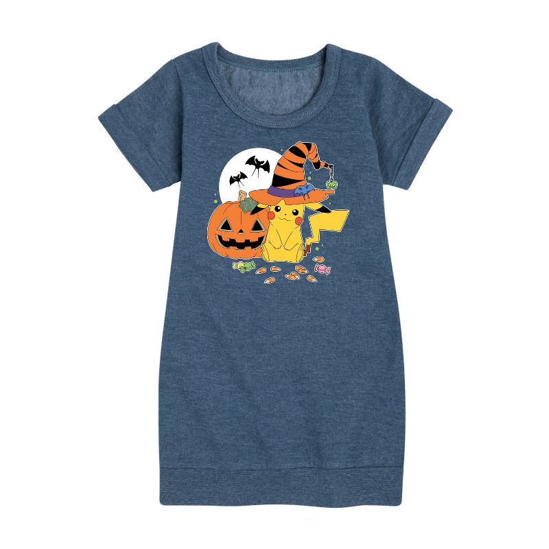 Girls' - Pokémon - Witch Pikachu With Candy Graphic Short Sleeve Fleece Dress