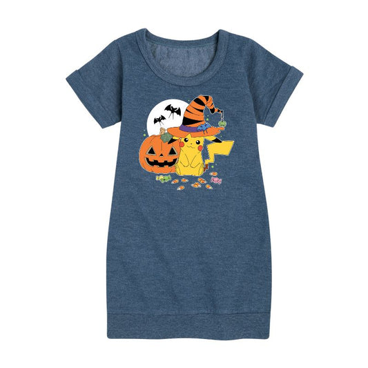 Girls' - Pokémon - Witch Pikachu With Candy Graphic Short Sleeve Fleece Dress