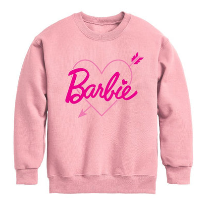 Boys' - Barbie - Barbie Arrow Heart Logo Graphic Long Sleeve Fleece Sweatshirt