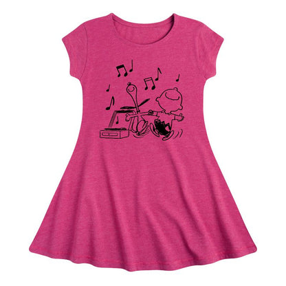 Girls' - Peanuts - Snoopy Dancing Fit & Flair Cap Sleeve Dress
