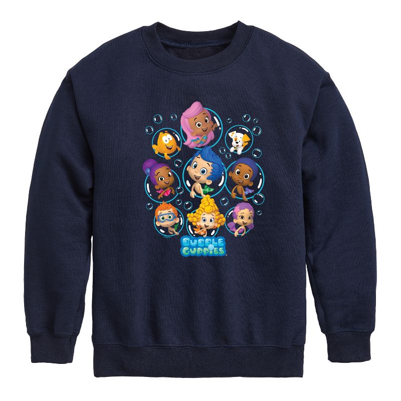 Boys' - Bubble Guppies - Bubble Grid Graphic Long Sleeve Fleece Sweatshirt