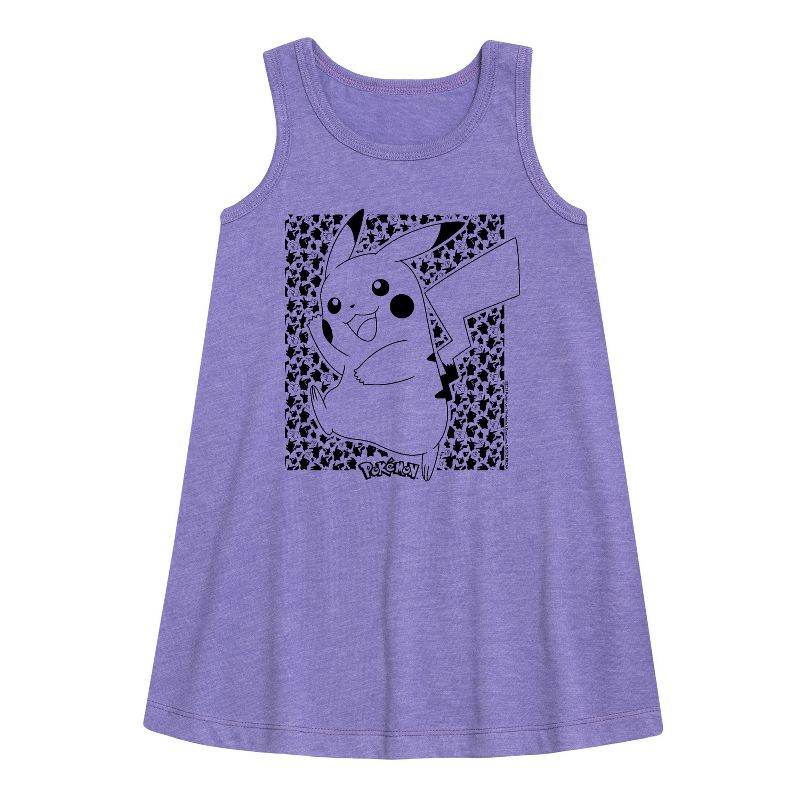 Girls' - Pokémon - Pikachu Pattern Graphic Sleeveless Aline Dress