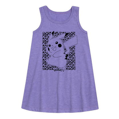 Girls' - Pokémon - Pikachu Pattern Graphic Sleeveless Aline Dress